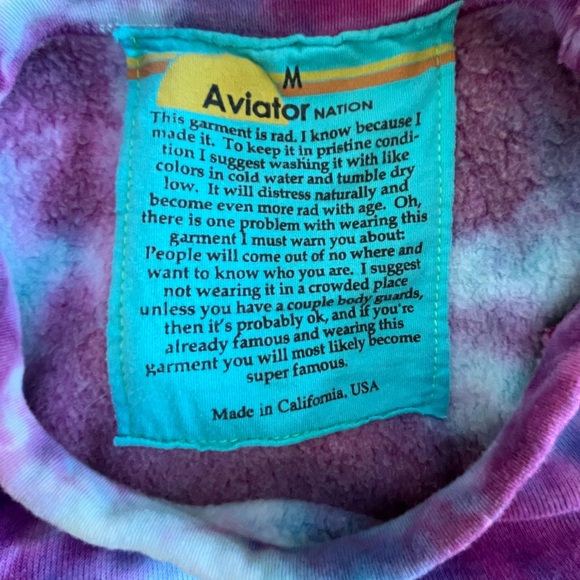 🫟Aviator Nation Hand Tie-Dyed Crew Sweatshirt Magenta 
limited edition Size:M - Picture 7 of 15